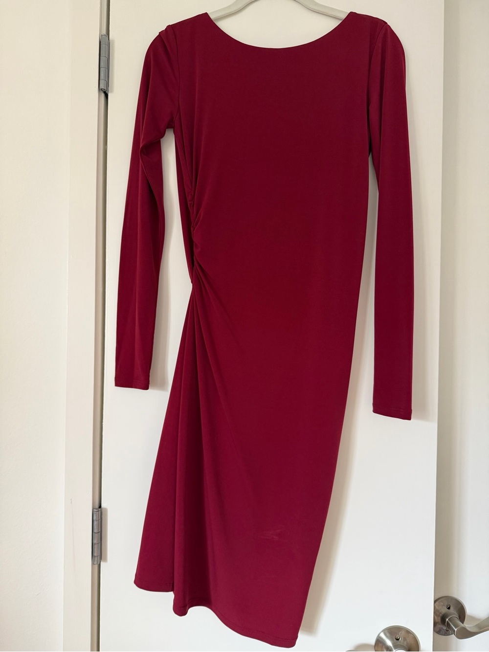 Kenneth Cole New York Long-Sleeve Side-Ruched Dress in Wine